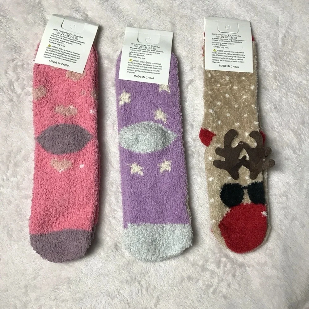 Pretty Cozy Socks Kids Animal Design - Pink, Purple, Brown New